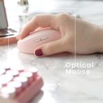 Perixx PERIDUO-713 Wireless Mini Keyboard and Mouse Combo, Retro Round Key Caps, Pastel Pink, US English Layout