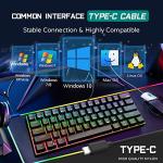 RK ROYAL KLUDGE RK61 Wired 60% Mechanical Gaming Keyboard Programmable QMK/VIA RGB Backlit 61 Keys Ultra-Compact Hot Swappable Brown Switch Black