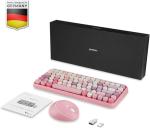 Perixx PERIDUO-713 Wireless Mini Keyboard and Mouse Combo, Retro Round Key Caps, Pastel Pink, US English Layout