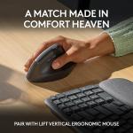 Logitech Wave Keys Wireless Ergonomic Keyboard with Cushioned Palm Rest, Comfortable Natural Typing, Easy-Switch, Bluetooth, Logi Bolt Receiver, for Multi-OS, Windows/Mac - Graphite