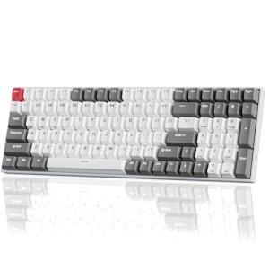 RK ROYAL KLUDGE RK100 Wireless Mechanical Keyboard RGB Backlit Bluetooth5.1/2.4G/Wired 96% Full Size 100-Key Hot Swappable Gaming Keyboard Brown Switch Carbon