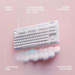 Logitech G713 Wired Mechanical Gaming Keyboard with LIGHTSYNC RGB Lighting, Clicky Switches (GX Blue), and Keyboard Palm Rest, PC/Mac Compatible - White Mist