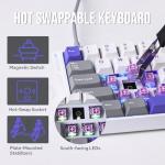 EPOMAKER Aula WIN68 HE Magnetic Keyboard with Adjustable Actuation, Hall Effect Switches, 65% Wired Compact Keyboard, 8000 Hz Polling Rate, Hot-Swappable (Grey&White&Blue)