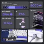 EPOMAKER Aula WIN68 HE Magnetic Keyboard with Adjustable Actuation, Hall Effect Switches, 65% Wired Compact Keyboard, 8000 Hz Polling Rate, Hot-Swappable (Grey&White&Blue)