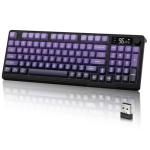 LexonElec M96 Wireless Keyboard, Low Profile Quiet Typing Membrane Gaming Keyboard with Smart Display & Knob, RGB Backlit, USB C Rechargeable, 94 Keys PBT Keycap for Windows PC,Mac,Linux-Grape Purple