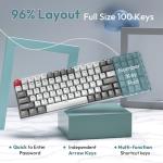 RK ROYAL KLUDGE RK100 Wireless Mechanical Keyboard RGB Backlit Bluetooth5.1/2.4G/Wired 96% Full Size 100-Key Hot Swappable Gaming Keyboard Brown Switch Carbon
