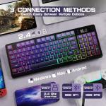 LexonElec M96 Wireless Keyboard, Low Profile Quiet Typing Membrane Gaming Keyboard with Smart Display & Knob, RGB Backlit, USB C Rechargeable, 94 Keys PBT Keycap for Windows PC,Mac,Linux-Grape Purple