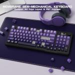 LexonElec M96 Wireless Keyboard, Low Profile Quiet Typing Membrane Gaming Keyboard with Smart Display & Knob, RGB Backlit, USB C Rechargeable, 94 Keys PBT Keycap for Windows PC,Mac,Linux-Grape Purple