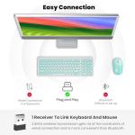 cimetech Wireless Keyboard Mouse Combo, Compact Full Size Wireless Keyboard and Mouse Set Less Noise Keys 2.4G Ultra-Thin Sleek Design for Windows, Computer, PC, Notebook, Laptop - Aqua Green