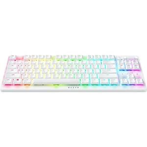 Razer DeathStalker V2 Pro TKL Wireless Gaming Keyboard: Low Profile Optical Switches Linear Red - HyperSpeed Wireless & Bluetooth - Chroma RGB - Up to 200 Hr Battery - Snap Tap - White
