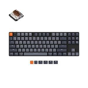 Keychron K1, Tenkeyless Layout 87 Keys Ultra-Slim Bluetooth Wireless/USB Wired Mechanical Keyboard with Low-Profile Gateron Brown Switch White LED Backlit Compatible with Mac Windows-Version 5
