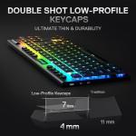 Redragon K621 Horus TKL Wireless RGB Mechanical Keyboard, 5.0 BT/2.4 Ghz/Wired Three Modes 80% Ultra-Thin Low Profile BT Keyboard w/Dedicated Media Control & Linear Red Switches, Black