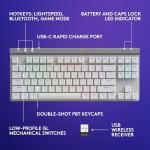 Logitech G515 Lightspeed TKL Low Profile Wireless Gaming Keyboard, LIGHTSYNC RGB, Thin Tenkeyless Design, Double-Shot PBT Keycaps, Linear (Red) Mechanical Switches - White