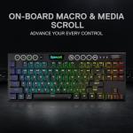 Redragon K621 Horus TKL Wireless RGB Mechanical Keyboard, 5.0 BT/2.4 Ghz/Wired Three Modes 80% Ultra-Thin Low Profile BT Keyboard w/Dedicated Media Control & Linear Red Switches, Black