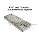Keychron K8 87 Keys Tenkeyless Layout Wireless Bluetooth Mechanical Keyboard for Mac, Multitasking Type-C Wired Gaming Keyboard for Windows with Keychron Mechanical Red Switch Aluminum Frame