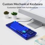 Keychron Q3 Wired Custom Mechanical Keyboard Knob Version, TKL Tenkeyless QMK/VIA Programmable Macro with Hot-swappable Gateron G Pro Brown Switch Compatible with Mac Windows Linux (Blue)
