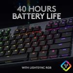 Logitech G915 TKL Tenkeyless Lightspeed Wireless RGB Mechanical Gaming Keyboard, Low Profile Switch Options, LIGHTSYNC RGB, Advanced Wireless and Bluetooth Support - Clicky (Renewed)