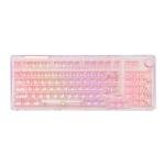 KiiBoom Phantom 98 Hot Swappable Crystal Gasket-Mounted Mechanical Keyboard, Triple Mode NKRO Gaming Keyboard with South-Facing RGB, Clear Keycaps, 8000mAh Battery for Win/Mac (Pink)