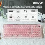KiiBoom Phantom 98 Hot Swappable Crystal Gasket-Mounted Mechanical Keyboard, Triple Mode NKRO Gaming Keyboard with South-Facing RGB, Clear Keycaps, 8000mAh Battery for Win/Mac (Pink)