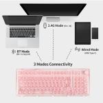 KiiBoom Phantom 98 Hot Swappable Crystal Gasket-Mounted Mechanical Keyboard, Triple Mode NKRO Gaming Keyboard with South-Facing RGB, Clear Keycaps, 8000mAh Battery for Win/Mac (Pink)