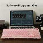 KiiBoom Phantom 98 Hot Swappable Crystal Gasket-Mounted Mechanical Keyboard, Triple Mode NKRO Gaming Keyboard with South-Facing RGB, Clear Keycaps, 8000mAh Battery for Win/Mac (Pink)