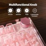 KiiBoom Phantom 98 Hot Swappable Crystal Gasket-Mounted Mechanical Keyboard, Triple Mode NKRO Gaming Keyboard with South-Facing RGB, Clear Keycaps, 8000mAh Battery for Win/Mac (Pink)