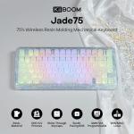 KiiBoom Jade75 75% Resin Molding Mechanical Keyboard, BT5.0/USB-C/2.4GHz Wireless Gaming Keyboard, QMK&VIA Programmable, RGB Backlits, Hot-Swappable, CNC+UV Case for Windows/Mac/Linux (White)