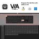 Keychron Q6 Max QMK/VIA Bluetooth Wireless /2.4 GHz/USB-C Wired Custom Mechanical Keyboard, Full Size Programmable Knob RGB Backlit Hot-Swappable Gateron Red Switch for Mac Windows Linux - White