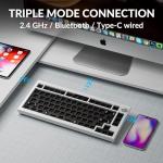 Keychron Q1 Max QMK/VIA Wireless Custom Mechanical Keyboard Barebone Knob Version, Full-Metal Hot-Swappable RGB Backlight 2.4 GHz/Bluetooth/Type-C Wired Gaming Keyboard for Mac/Windows/Linux - White