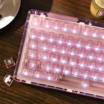 KiiBoom Phantom 98 Hot Swappable Crystal Gasket-Mounted Mechanical Keyboard, Triple Mode NKRO Gaming Keyboard with South-Facing RGB, Clear Keycaps, 8000mAh Battery for Win/Mac (Pink)