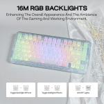 KiiBoom Jade75 75% Resin Molding Mechanical Keyboard, BT5.0/USB-C/2.4GHz Wireless Gaming Keyboard, QMK&VIA Programmable, RGB Backlits, Hot-Swappable, CNC+UV Case for Windows/Mac/Linux (White)