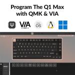 Keychron Q1 Max RGB QMK/VIA Custom Mechanical Keyboard, Full Metal Programmable Knob 2.4 GHz/Bluetooth/Wired Keyboard with Hot-Swappable Gateron Jupiter Red Switch for Mac Windows Linux - White