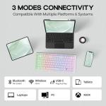 KiiBoom Jade75 75% Resin Molding Mechanical Keyboard, BT5.0/USB-C/2.4GHz Wireless Gaming Keyboard, QMK&VIA Programmable, RGB Backlits, Hot-Swappable, CNC+UV Case for Windows/Mac/Linux (White)