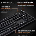Das Keyboard 6 Professional Backlit Wired Mechanical Keyboard – Tactile Cherry MX Brown Switches, Shine-Through Keycaps, 2-Port USB C Hub, Media Controls, Durable Aluminum Enclosure, Volume Knob, NKRO