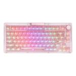 KiiBoom Phantom 81 75% Transparent Mechanical Gaming Keyboard, Hot Swappable Custom Gasket Keyboard with RGB Backlit, Clear Keycap, Rechargeable Battery, Triple Mode for Win/Mac (Phantom 81 V3 Pink)