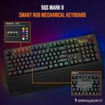Das Keyboard 5QS Mark II Smart RGB Programmable Mechanical Keyboard for Work & Gaming, Tactile Cherry MX2A Brown Mechanical Switches, Built-in RGB Profiles, Palm Rest, Volume Knob, Aluminum Top