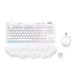 Logitech G713 Wired Mechanical Gaming Keyboard Tactile + G705 Wireless Gaming Mouse Bundle - White Mist
