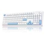 MechLands Vibe108 Full Size Mechanical Keyboard with Knob & Multimedia Buttons, Wireless Gaming Keyboard with 10000mAh Battery, RGB Backlits, 104 Keys Hot Swappable, Custom Driver (Cream Mint Switch)