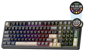 RK ROYAL KLUDGE N99 Wireless Mechanical Keyboard, Smart Display Screen & Knob, BT/2.4G/USB-C, 96% Hot Swappable Custom Keyboard, Pre-lubed Linear Switches, Gasket Mount, RGB Gaming Keyboard