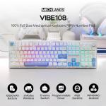 MechLands Vibe108 Full Size Mechanical Keyboard with Knob & Multimedia Buttons, Wireless Gaming Keyboard with 10000mAh Battery, RGB Backlits, 104 Keys Hot Swappable, Custom Driver (Cream Mint Switch)