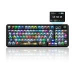 MechLands Aula F-NB98 Transparent Keyboard with RGB Backlits, 3 Modes Wireless Mechanical Keyboard with Display Screen, 8000mAh Battery, Shine Through Keycaps, Creamy Gasket, 1800 Layout (Black)