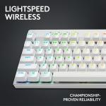 Logitech G PRO X TKL LIGHTSPEED Wireless Gaming Keyboard, Ultra-Portable Tenkeyless Design, LIGHTSYNC RGB, PBT keycaps, Tactile Switches (GX Brown) - White (Renewed)
