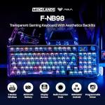 MechLands Aula F-NB98 Transparent Keyboard with RGB Backlits, 3 Modes Wireless Mechanical Keyboard with Display Screen, 8000mAh Battery, Shine Through Keycaps, Creamy Gasket, 1800 Layout (Black)