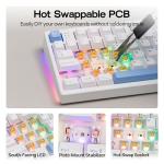 MechLands Vibe108 Full Size Mechanical Keyboard with Knob & Multimedia Buttons, Wireless Gaming Keyboard with 10000mAh Battery, RGB Backlits, 104 Keys Hot Swappable, Custom Driver (Cream Mint Switch)