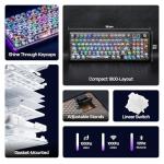 MechLands Aula F-NB98 Transparent Keyboard with RGB Backlits, 3 Modes Wireless Mechanical Keyboard with Display Screen, 8000mAh Battery, Shine Through Keycaps, Creamy Gasket, 1800 Layout (Black)