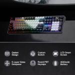 Redragon K762 Wireless Gasket Gaming Keyboard w/Hype Screen & Knob, 104 Keys Mechanical Keyboard, Easy-Control 1.14’’ TFT Info Display, 5-Layer Noise Dampening, Round PBT Keycaps, Mint Mambo Switch