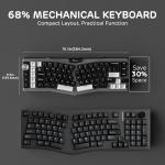 RK ROYAL KLUDGE A72 Alice Ergonomic Wireless Mechanical Keyboard w/Knob/Macro Keys/Touchable Nameplate, Tri-Mode 68% 72-Key Gasket Keyboard BT/2.4G/USB-C, Hot Swap, Win/Mac Software, 7500mAh Battery