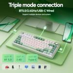 LEOBOG x Aula F75 Gaming Keyboard, 75% Wireless Keyboards RGB Backlit with Knob, Tri-Mode Hot Swappable Mechanical Keyboard for PC Gamer - Green