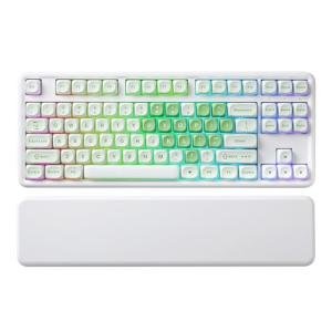 YUNZII B87 Wireless Mechanical Keyboard,QMK/VIA Programmable,TKL Layout 87 Keys,BT/2.4G/USB-C,Hot Swap Gasket Mount RGB Backlit Gaming with Wrist Rest for Win/Mac (Matcha Heart, Cocoa Cream V2)