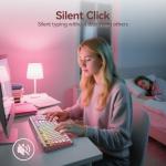 AUSDOM Silent Wireless Bluetooth Mechanical Keyboard, BT5.3/Type-C/2.4G Hot swappable Gaming Keyboards with Quiet Switch, RGB Backlit, Numpad, Cute Pink Creamy Keyboard for Mac/Win/Office, 98 Keys